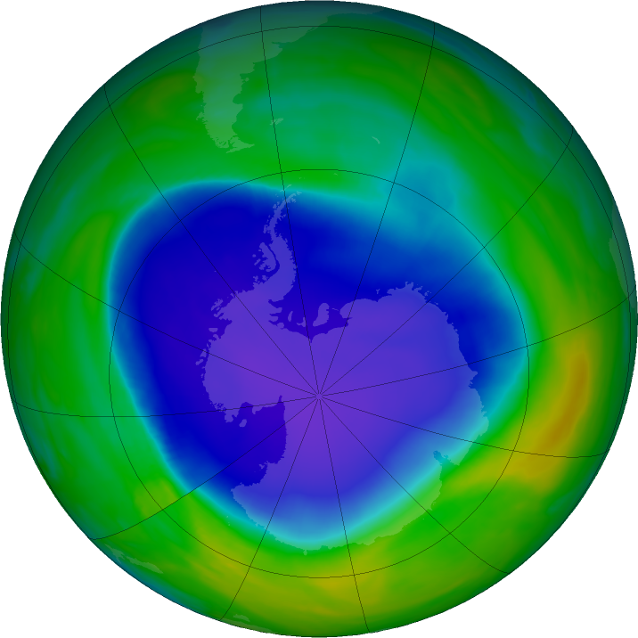 Antarctic ozone map for 12 November 2021